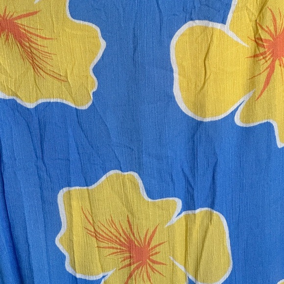Blue and yellow floral maxi with slit - Picture 3 of 5